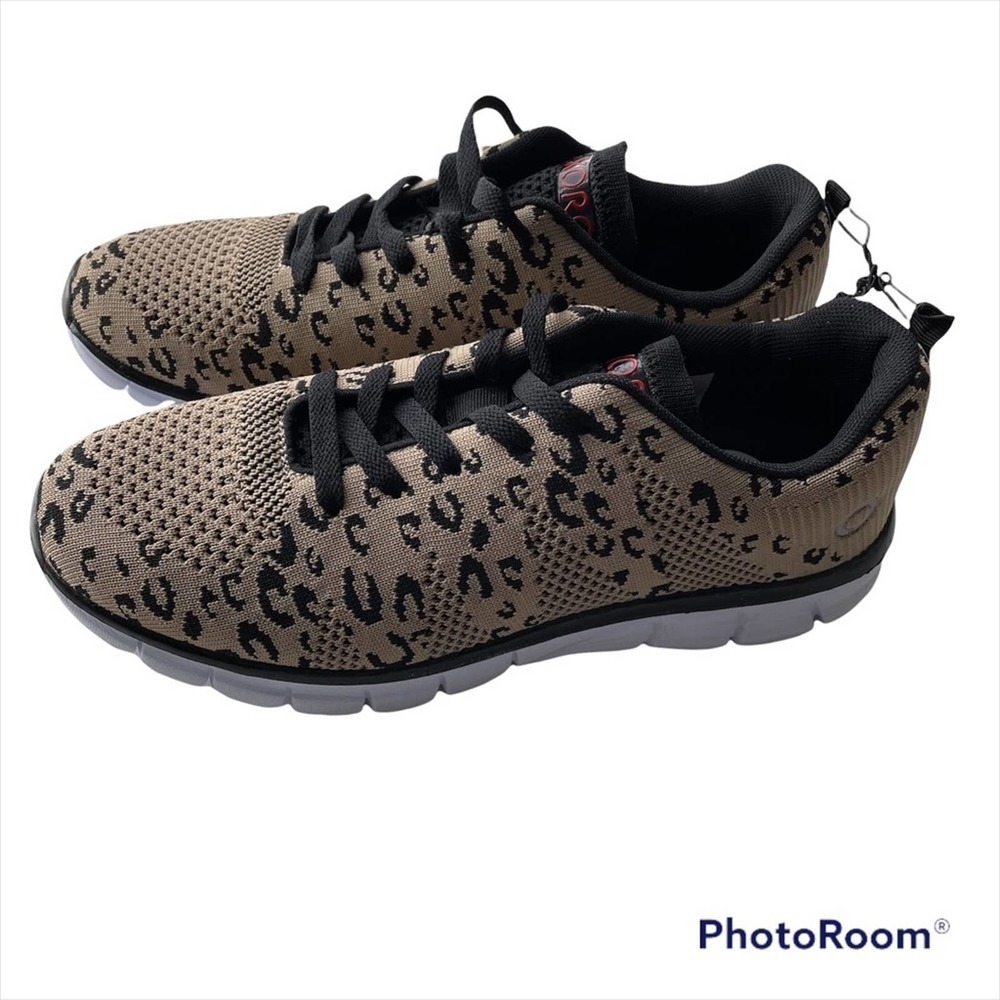 Skora Sneakers Comfort Running Shoes Natural Leopard Brown Size 9.5M athleisure - Picture 2 of 12